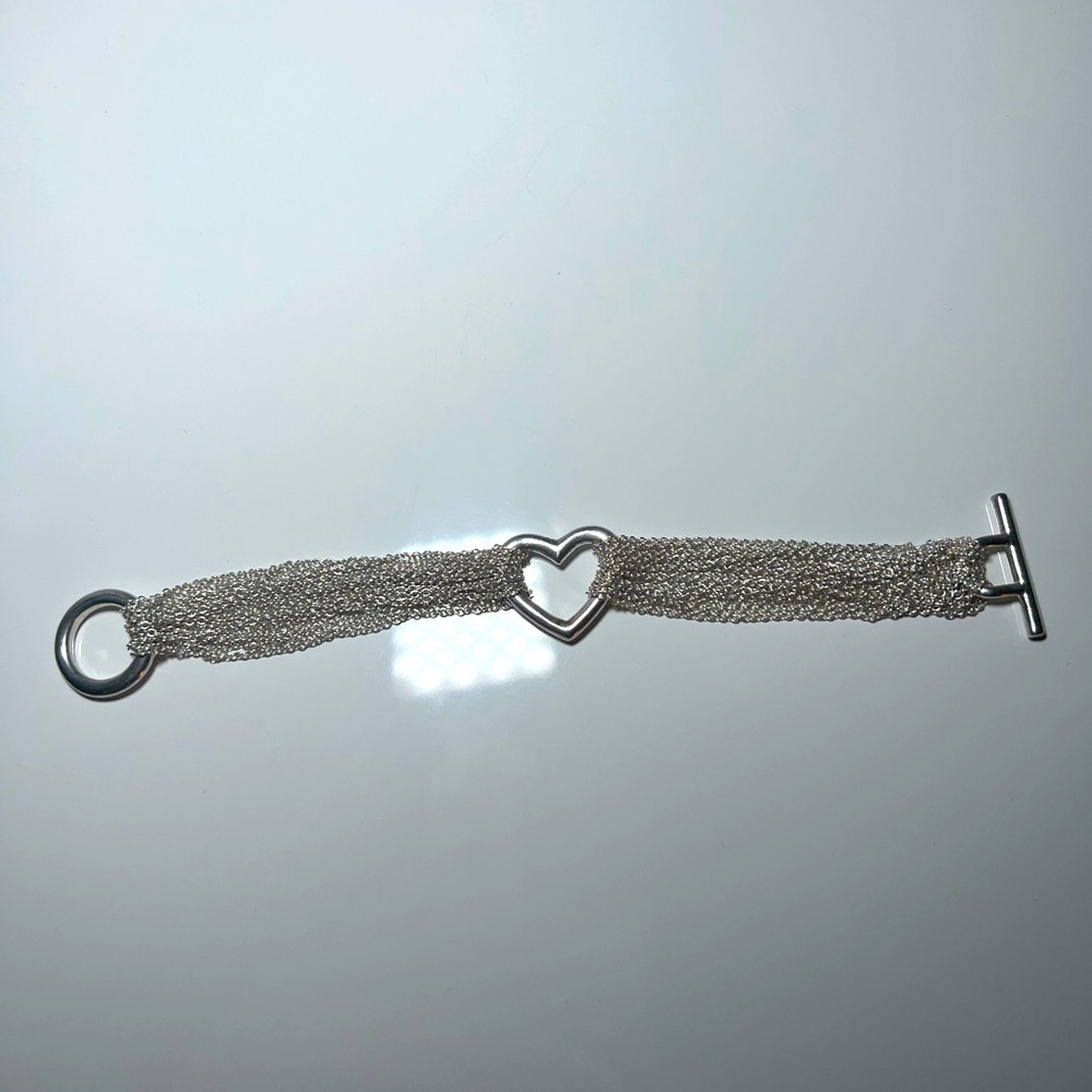 Tiffany and Co peretti heart multi chain bracelet with toggle closure